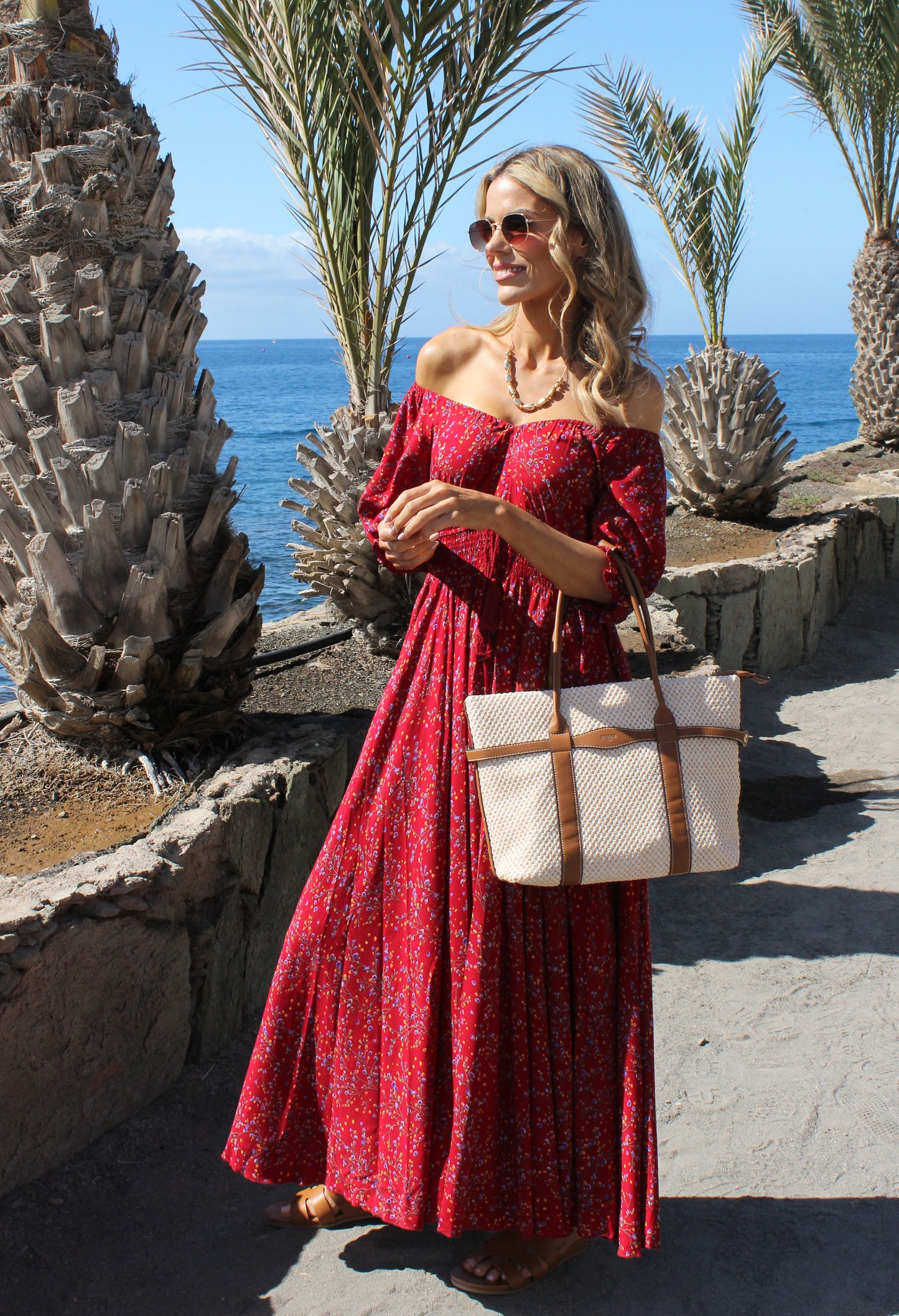 Ditsy Print Boho Midi Dress