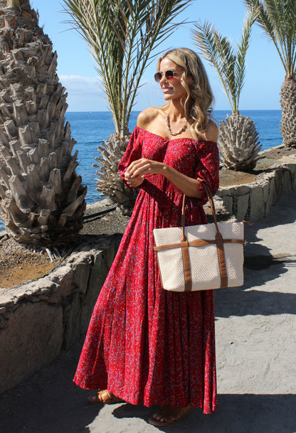 Ditsy Print Boho Midi Dress