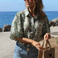 Mosaic Print Balloon Sleeve Blouse