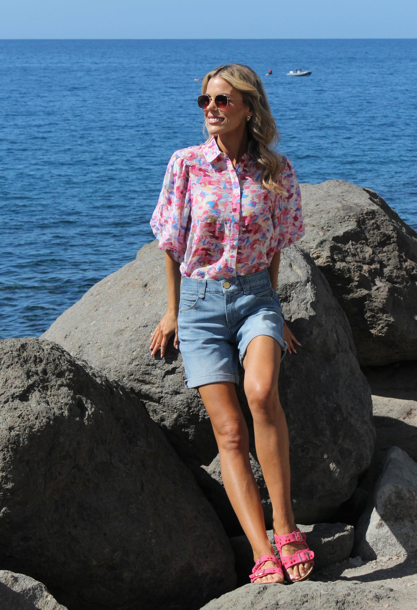 Floral Balloon Sleeve Blouse