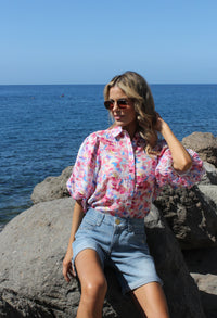 Floral Balloon Sleeve Blouse