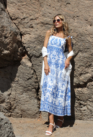 Antique Print Midi Dress