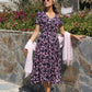Floral Print V-Neck Midi Dress