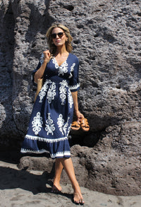 Linen Look Midi Dress