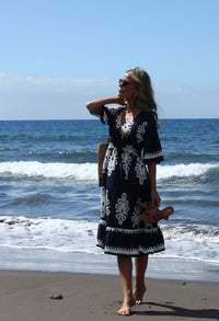 Linen Look Midi Dress