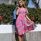 Angel Sleeve Leaf Print Dress