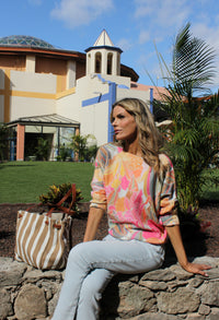 Leaf Print Knit Jumper