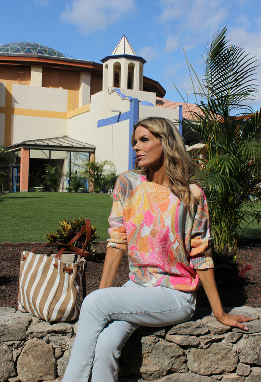 Leaf Print Knit Jumper