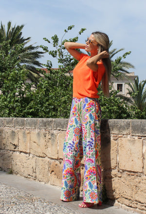 Floral Straight Leg Trousers