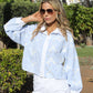Floral Diamante Detail Striped Shirt