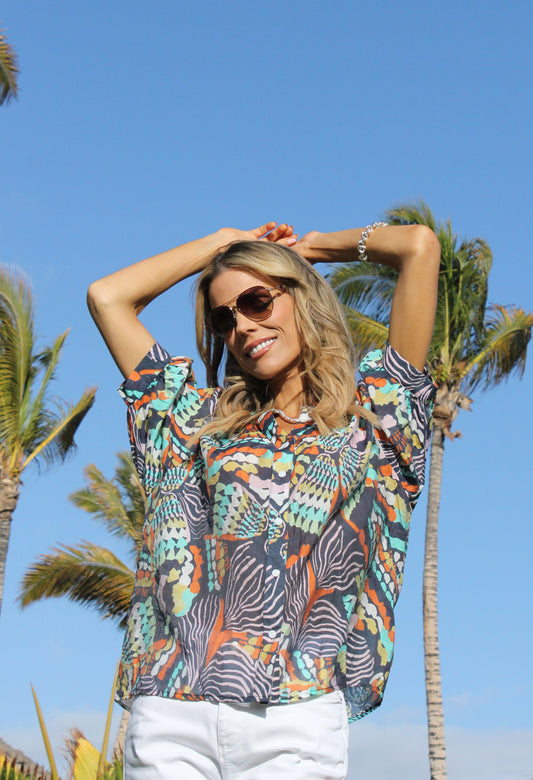 Abstract Print Relaxed Fit Shirt