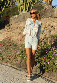 Sara Leaf Print Blouse