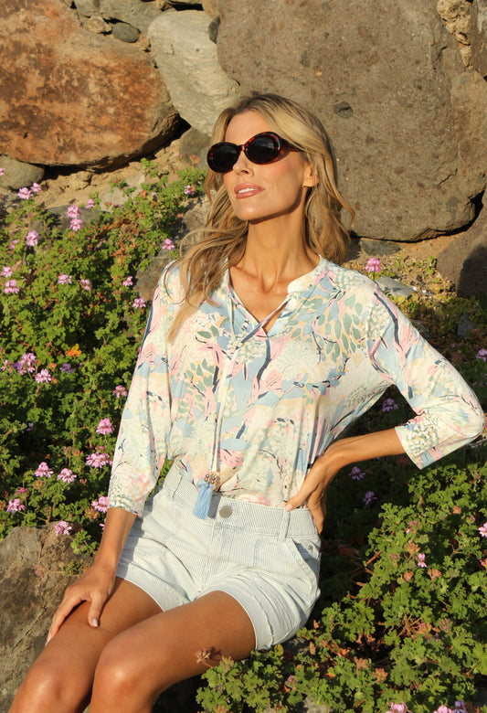 Sara Leaf Print Blouse