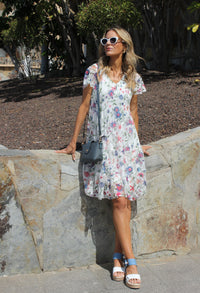 Floral Print Lace Short Dress