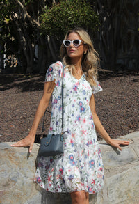 Floral Print Lace Short Dress
