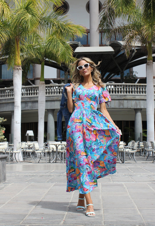 Abstract Print Midi Dress