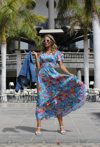 Abstract Print Midi Dress