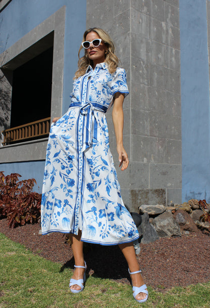 Leaf Print Shirt Dress