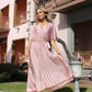 Plisse Pleated Wrap Midi Dress