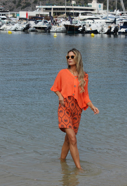 V-Neck Cropped Knit Cardigan