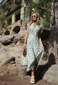 Floral Print Sleeveless Wrap Midi Dress