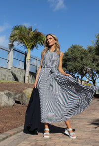 Asymmetrical Striped Shirt Dress