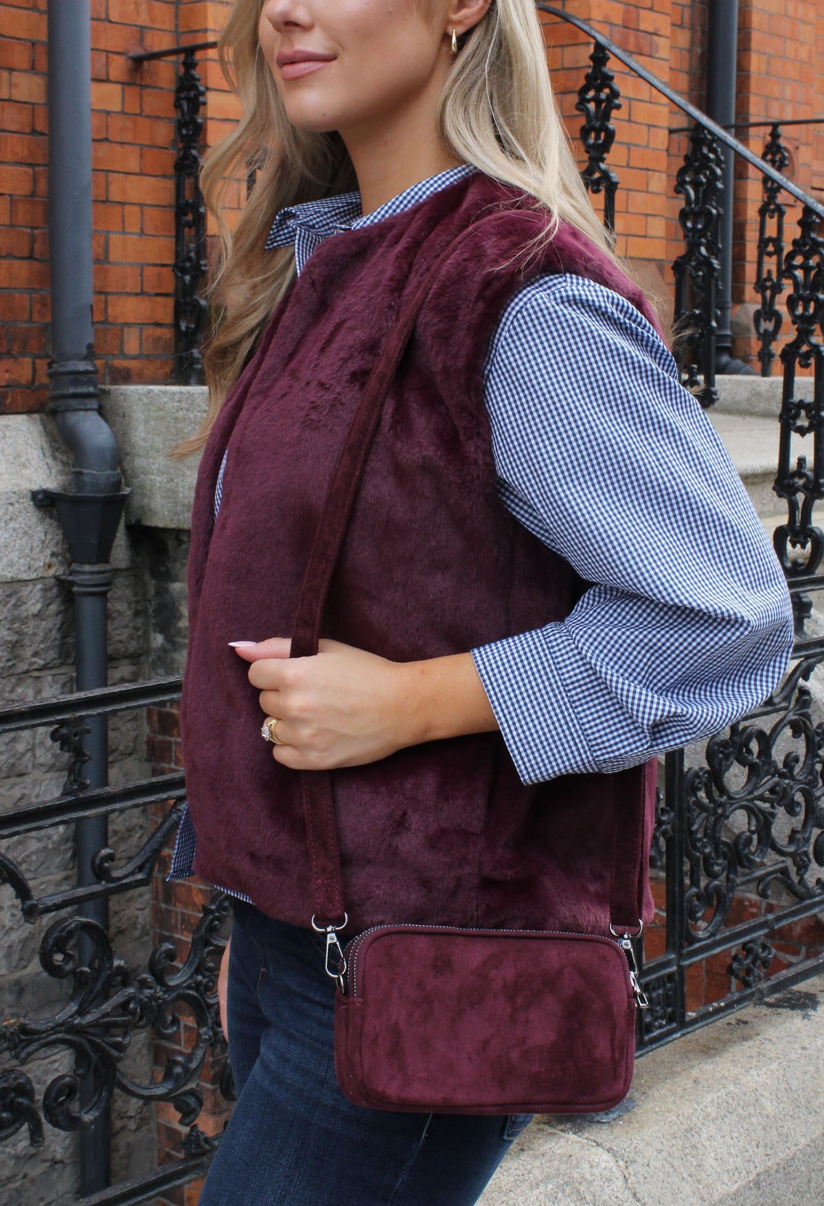 Faux Suede Crossbody Bag