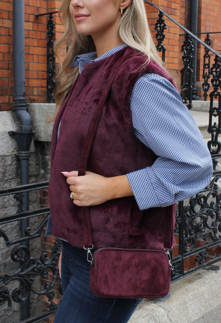 Faux Suede Crossbody Bag