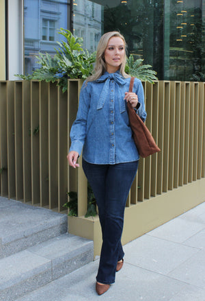 Bow Detail Denim Shirt