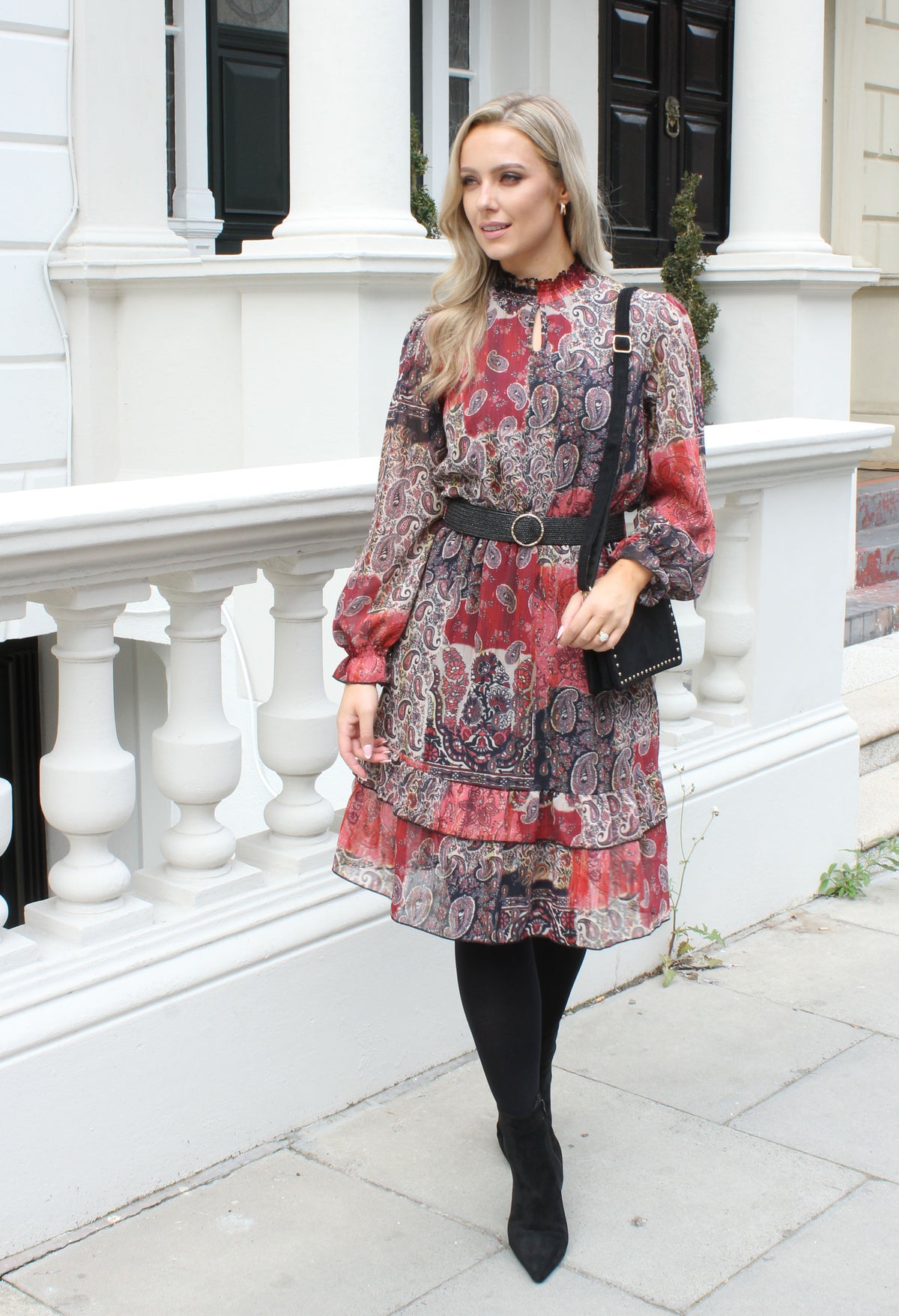 Robella Paisley Belted Dress
