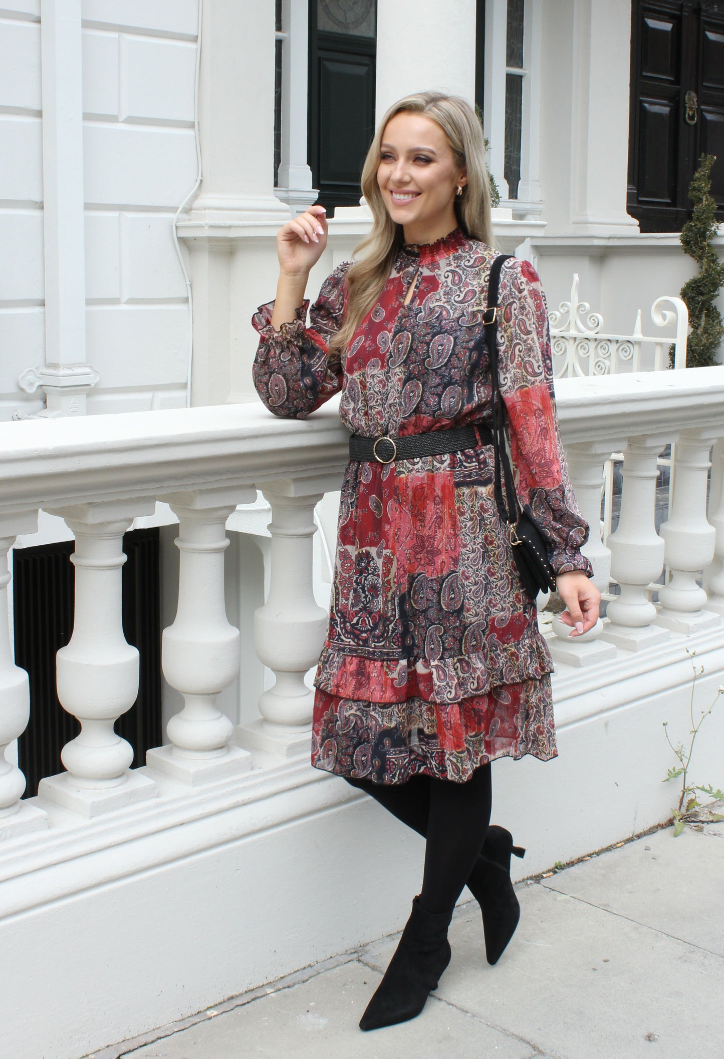 Robella Paisley Belted Dress
