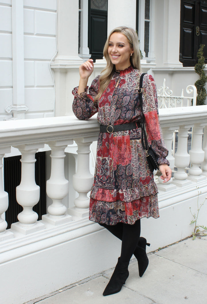 Robella Paisley Belted Dress