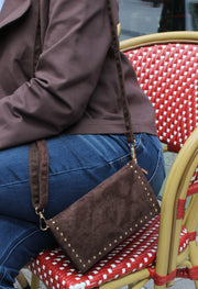 Faux Suede Studded Bag