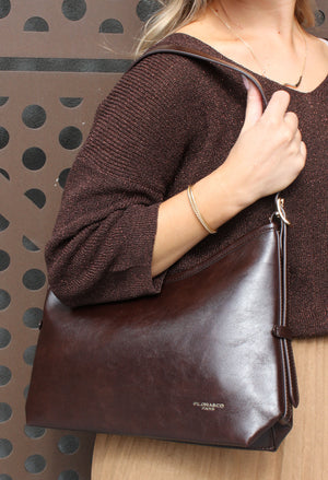 Faux Leather Shoulder Bag with Buckle