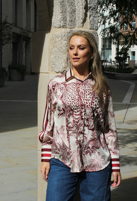 Satin Touch Animal Print Blouse