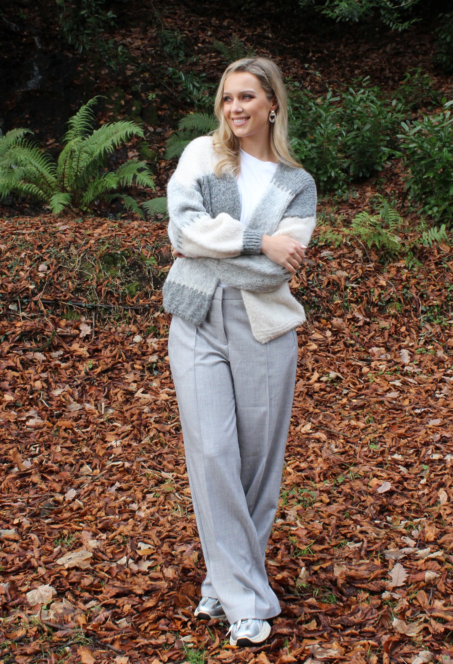 Patchwork Design Knit Cardigan