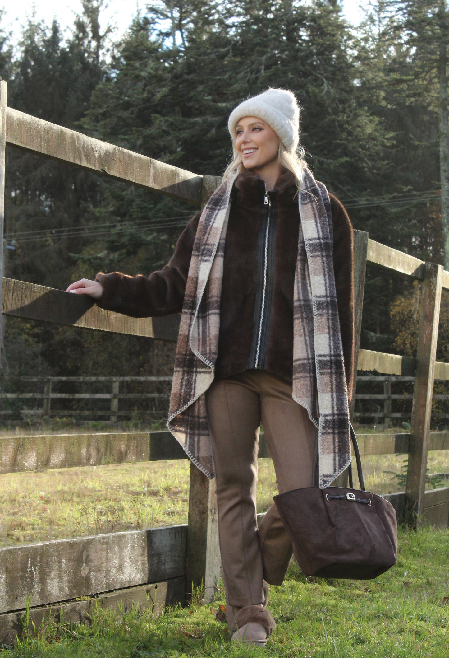 Faux Fur Zip-Up Jacket