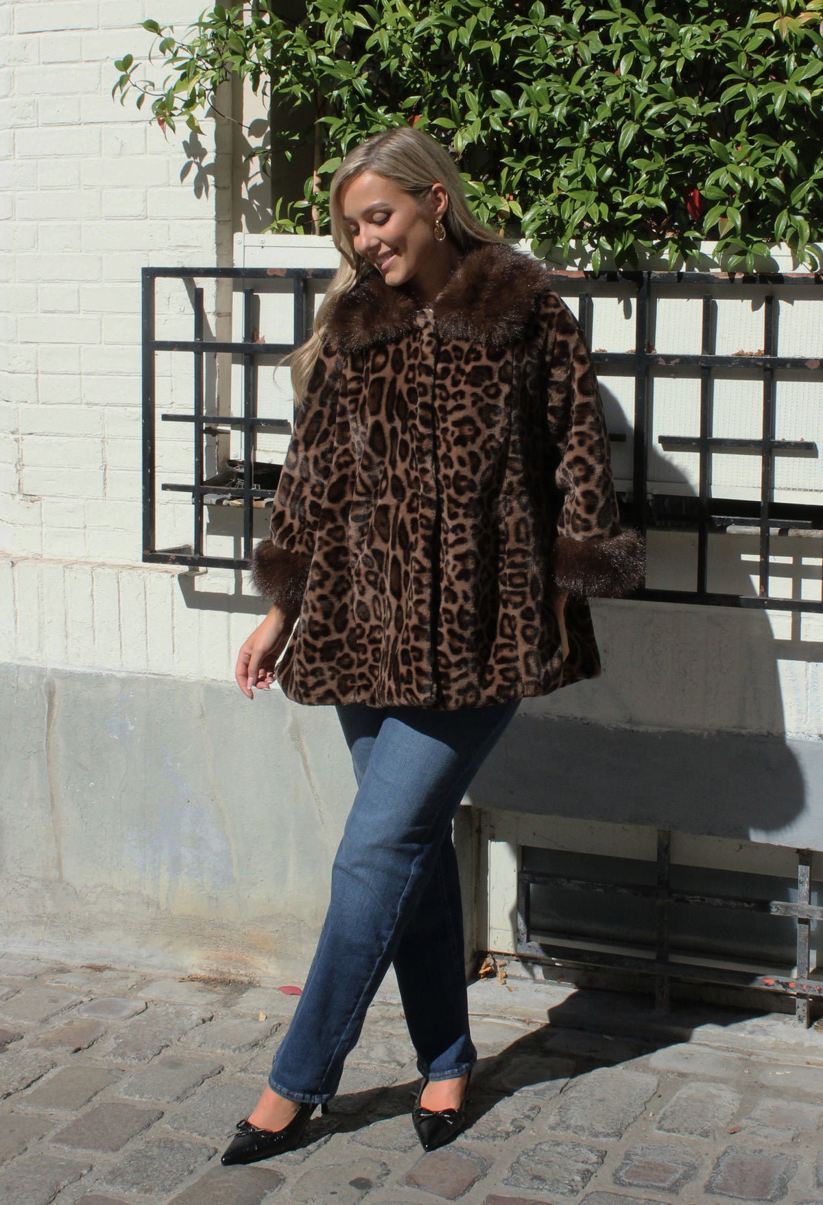 Leopard Print Faux Fur Coat
