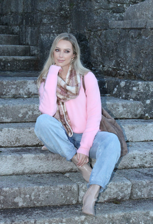 Soft Boucle Check Scarf