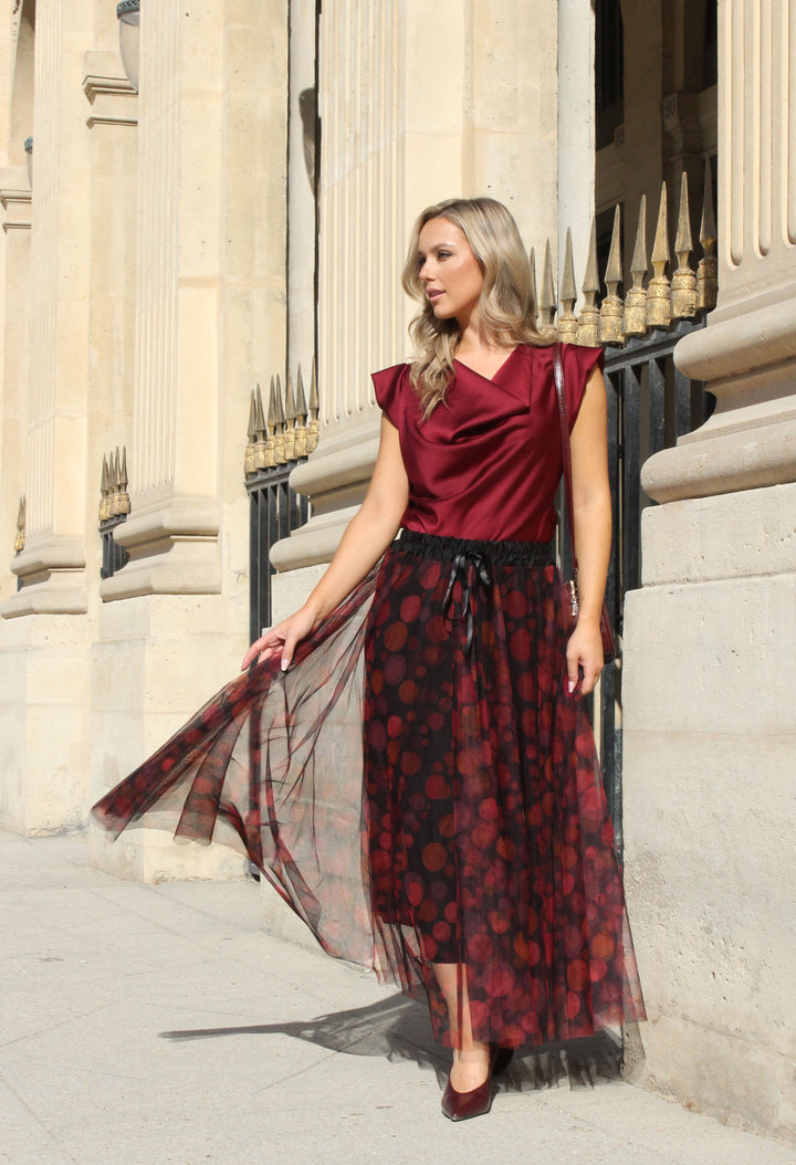 Polka Dot Print Tulle Skirt