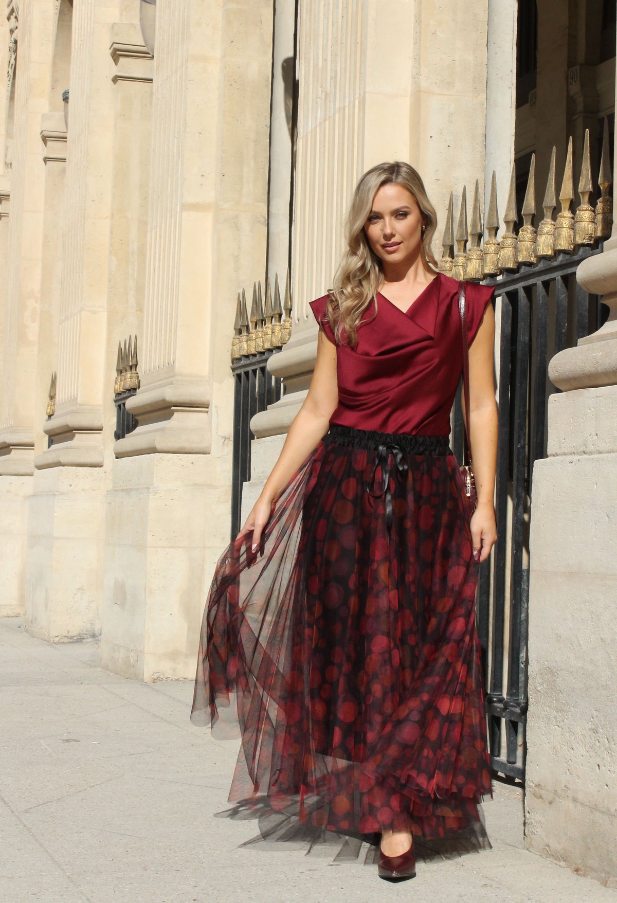 Polka Dot Print Tulle Skirt