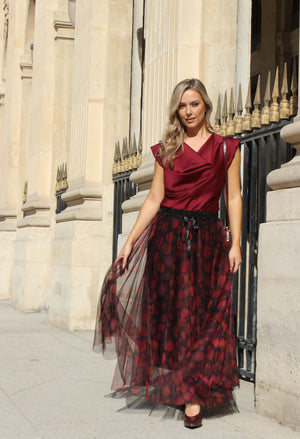 Polka Dot Print Tulle Skirt