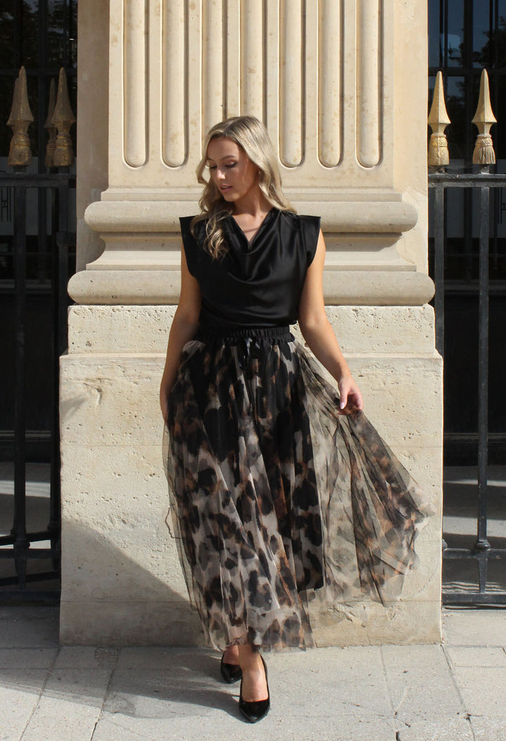 Animal Print Tulle Skirt