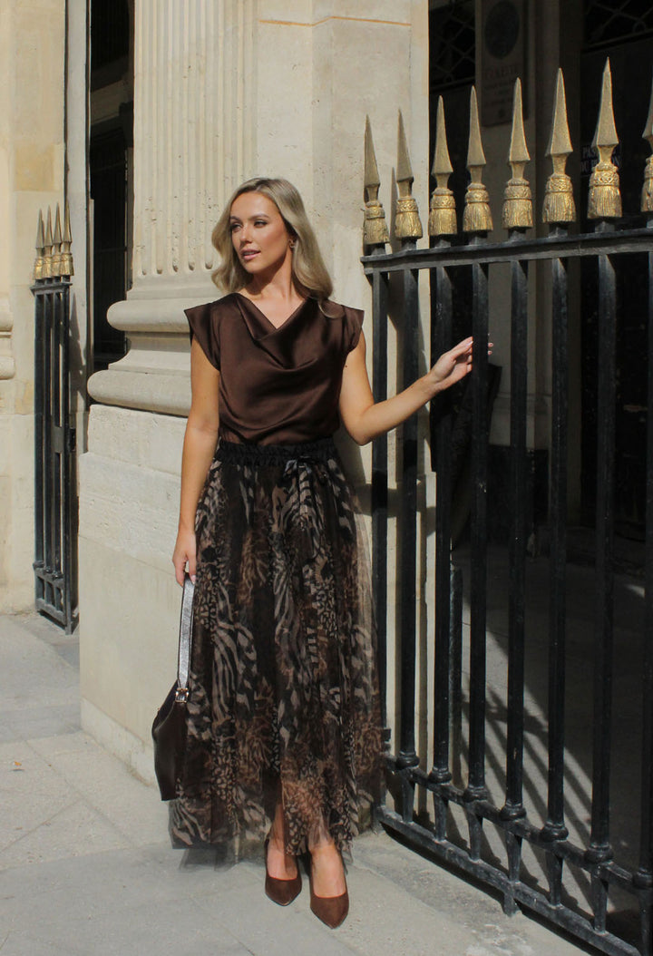 Animal Print Tulle Skirt
