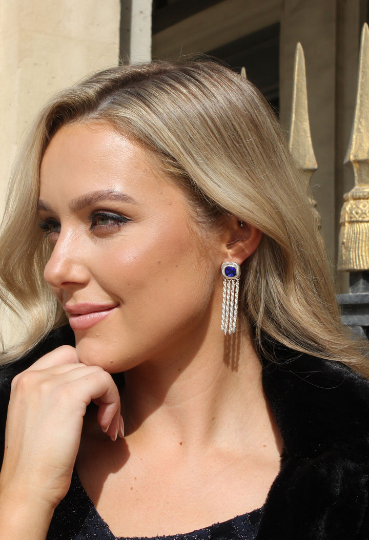 Blue Glass Crystal Earrings