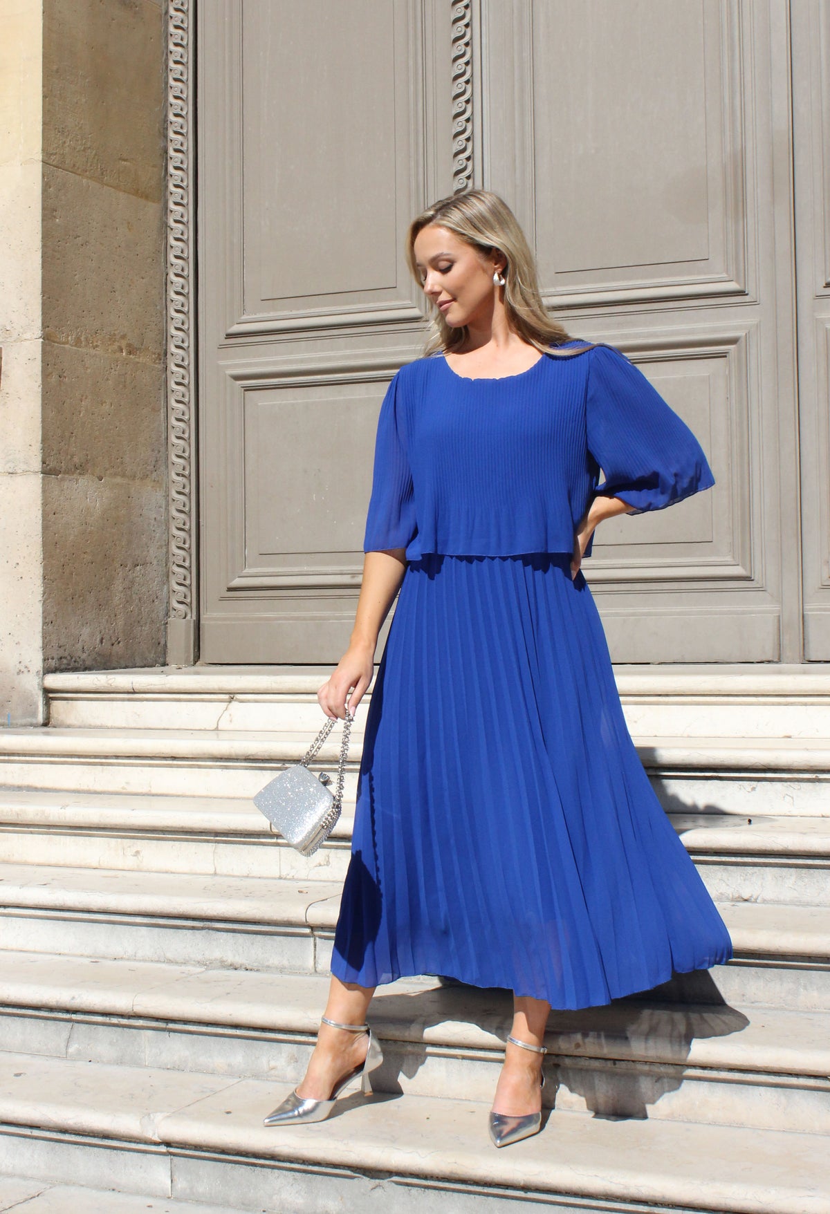 Plisse Pleated Pop Over Dress