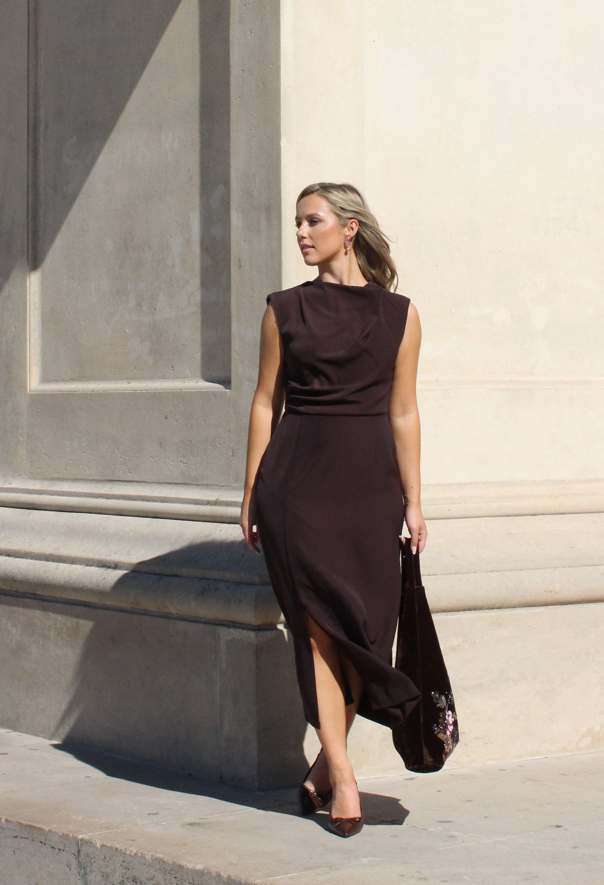 Cowl Neck Midi Dress, view 12 – Pamela Scott
