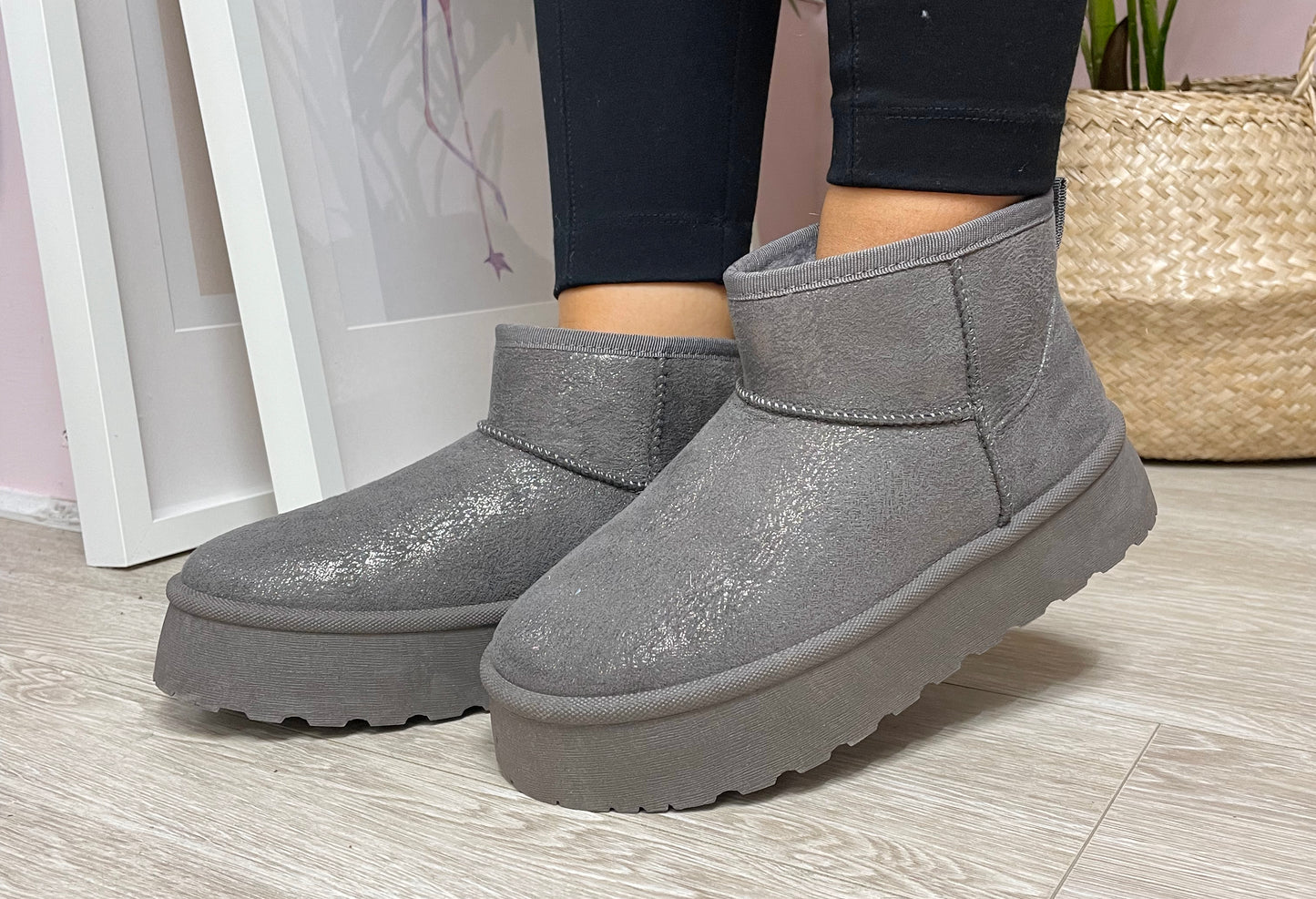 Shimmer Slip On Ankle Boot with platform sole