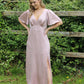 Angel Sleeve Satin Maxi Dress