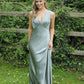 V-Neck Satin Maxi Dress